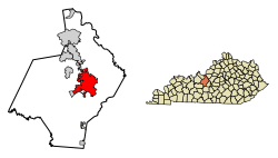 Location of Elizabethtown in Hardin County, Kentucky.