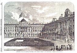 Inspection of the Civil Service Volunteers at Somerset House by the Prince of Wales