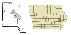 Location of Oxford, Iowa