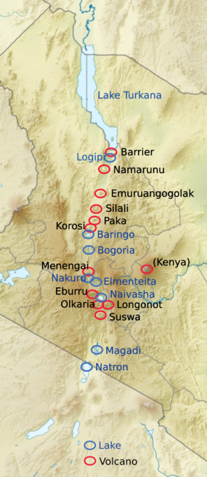 Kenya Rift Valley volcanoes and lakes