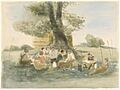 Land-girls Lunching in the Harvest Fields (Art.IWM ART LD 1469)