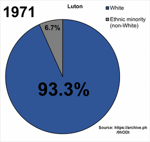 Luton ethnic demography from 1971 to 2021