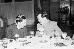 Mao Zedong and Ngapoi Ngawang Jigme after signing the Treaty