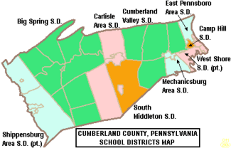 Map of Cumberland County Pennsylvania School Districts