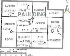 Map of Paulding County Ohio With Municipal and Township Labels