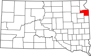 Map of South Dakota highlighting Grant County