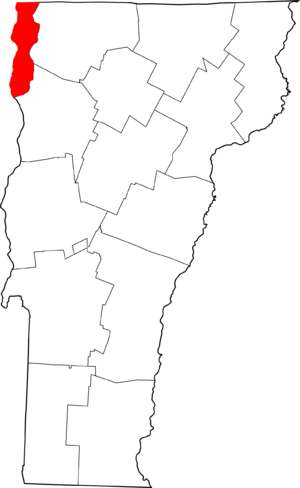 Map of Vermont highlighting Grand Isle County