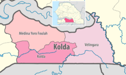 Map of the departments of the Kolda region of Senegal