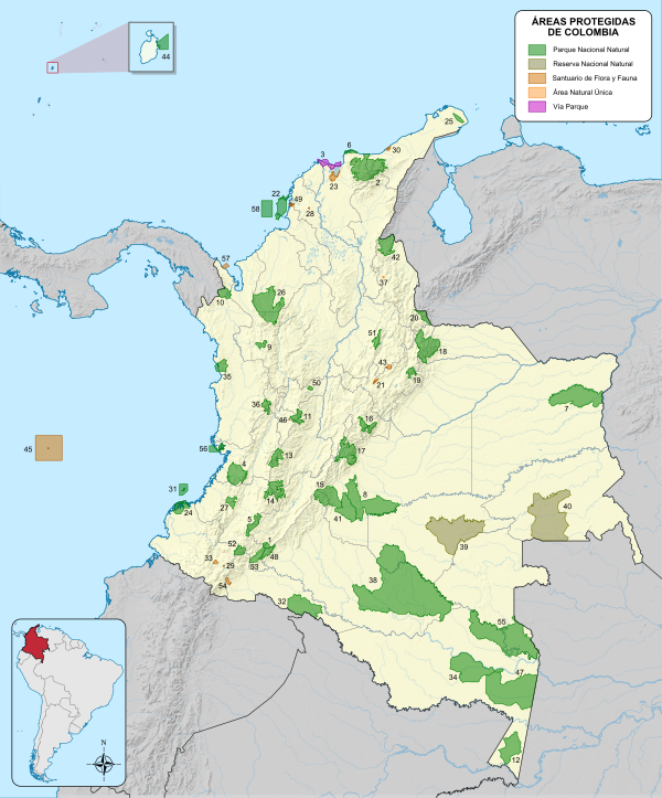 Mapa de Colombia (parques naturales)