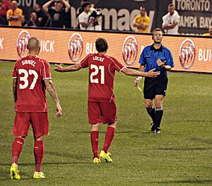 Martin Skrtel and Lucas Leiva Liverpool FC v-s Roma @ Fenway Park