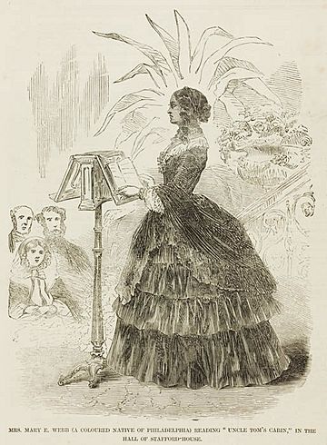 Illustration of Webb performing a dramatic reading