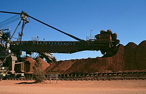 Mining equipment at the Comalco bauxite mine; Weipa