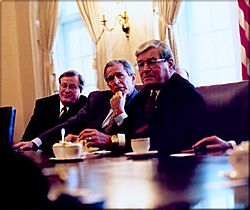 Phil Crane meets with George W. Bush and Bill Thomas