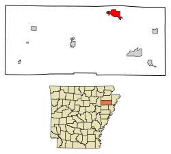 Location of Trumann in Poinsett County, Arkansas.