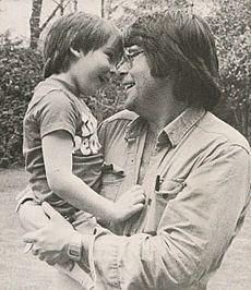 Portrait photograph of Owen and Stephen King by James Leonard, c. 1982