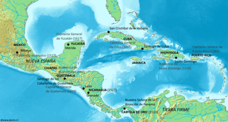 Spanish jurisdictions 16th-17th centuries, Caribbean and Gulf of Mexico
