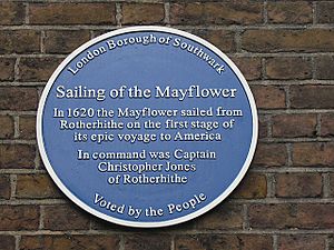 St Mary, Rotherhithe - Mayflower plaque - geograph.org.uk - 1316021