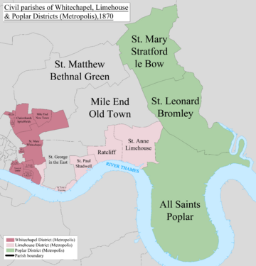 Stepney Civil Parish Map 1870