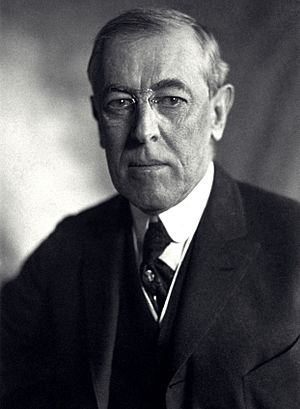 Thomas Woodrow Wilson, Harris & Ewing bw photo portrait, 1919 (cropped)