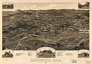 1887 Perspective Map of Anniston Alabama
