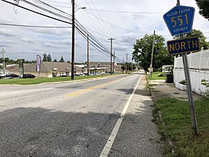 2018-08-25 12 15 05 View north along Gloucester County Route 551 (Auburn Avenue) just north of Gloucester County Route 671 (Locke Avenue) in Swedesboro, Gloucester County, New Jersey