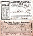 American Express Shipping Receipt 1853