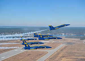 Blue Angel Boeing Super Hornets Conducting Pitchup Break