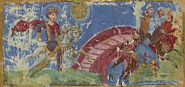 BnF MS Gr510 folio 440 recto - detail - Constantine's Vision and the Battle of the Milvian Bridge