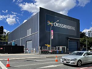 Construction site of new underground Roma Street railway station for Cross River Rail, April 2021 in Brisbane, 02