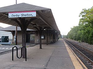 Derby-Shelton station facing north, September 2018