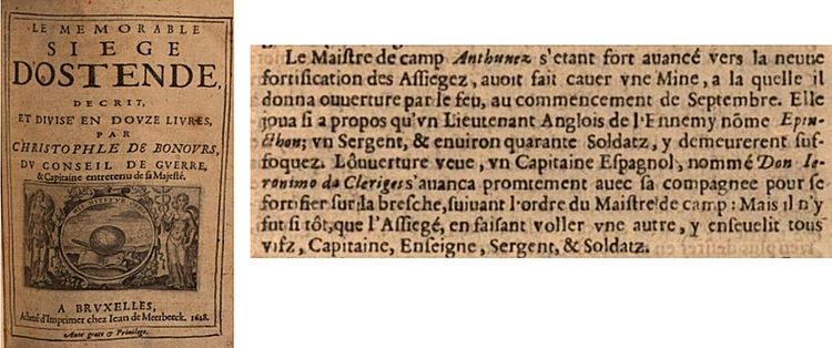 Description of the Death of Jeroni Desclergues at Ostend in 1604