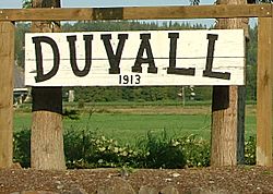 Duvall town welcome sign, pictured in 2004