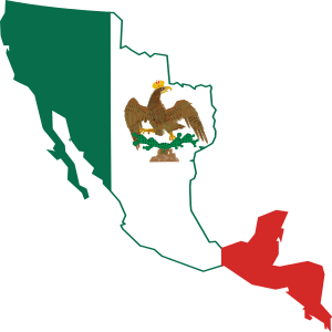 Flag map of the First Mexican Empire (1821–1823)