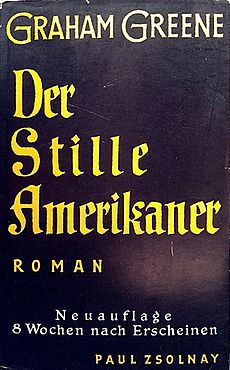 German book cover "Der stille Amerikaner" by Graham Greene, orig. "The Quiet American", 2nd edition 8 weeks after 1st edition, 1956