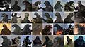 Godzilla 1954-2014 incarnations