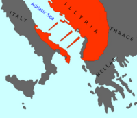 Illyrian colonies in Italy 550 BC (English) (simple map)