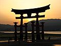 Itsukushima-jinja torii at sunset