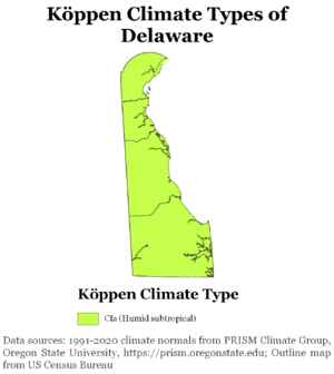 Köppen Climate Types Delaware