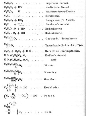 Kekule acetic acid formulae