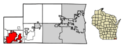Location of Twin Lakes in Kenosha County, Wisconsin.