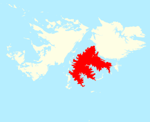 Location of Lafonia within the Falkland Islands.