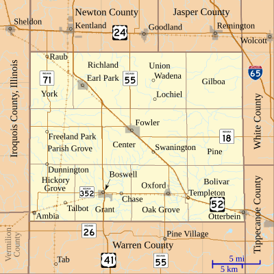 Map of Benton County, Indiana