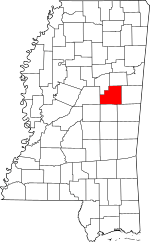 Map of Mississippi highlighting Winston County