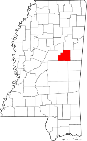 Map of Mississippi highlighting Winston County