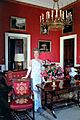 Nancy Reagan in the Red Room during a photo session with Vogue Magazine