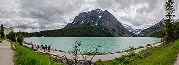 Panoramic picture of Lake Louise from northern shoreline.jpg