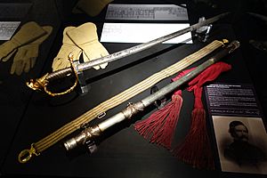 Presentation-Grade 1850 Foot Officer's Sword Set and Gauntlets, sword by Tiffany - Wisconsin Veterans Museum - DSC02980