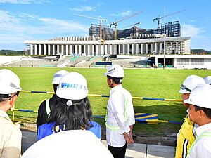 President Joko Widodo inspecting the construction of the Presidential Palace in Nusantara (5 June 2024)