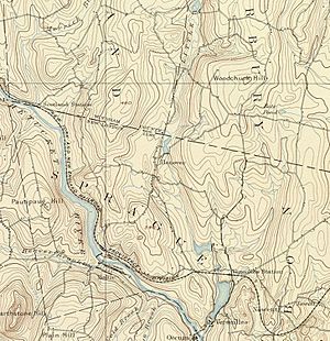 Quinebaug River (Massachusetts + Connecticut) map cropped to Hanover
