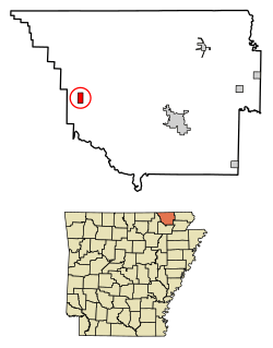 Location of Ravenden Springs in Randolph County, Arkansas.